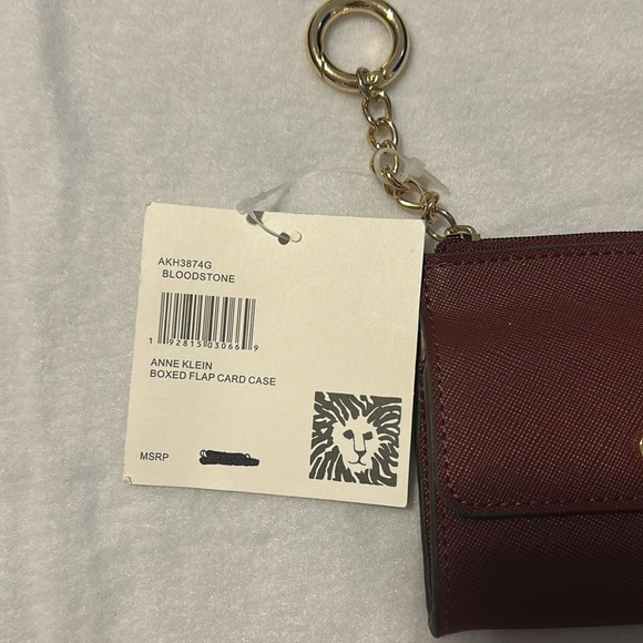 Anne Klein Small Mini Wallet Card Coin Holder Key Ring Compact Red - Picture 2 of 6